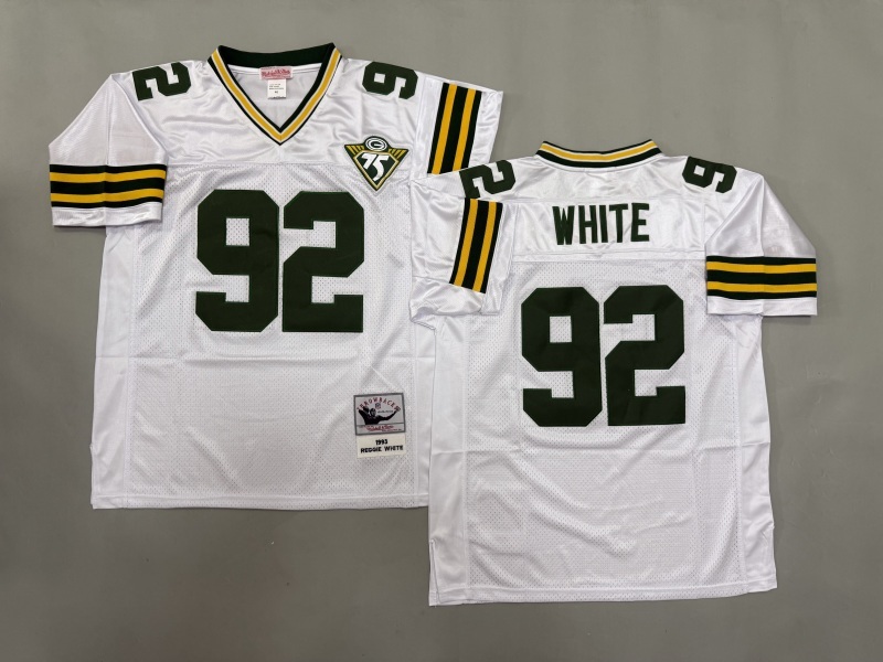 Men 2025 Green Bay Packers #92 White white Throwback Limited NFL Jersey style 001